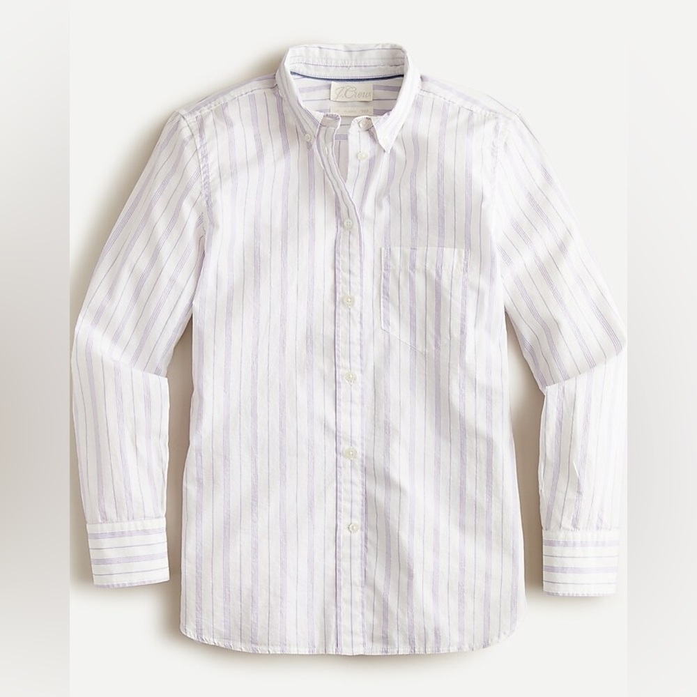 J. Crew Women’s Classic-fit washed cotton poplin shirt in patio stripe. Size 2.